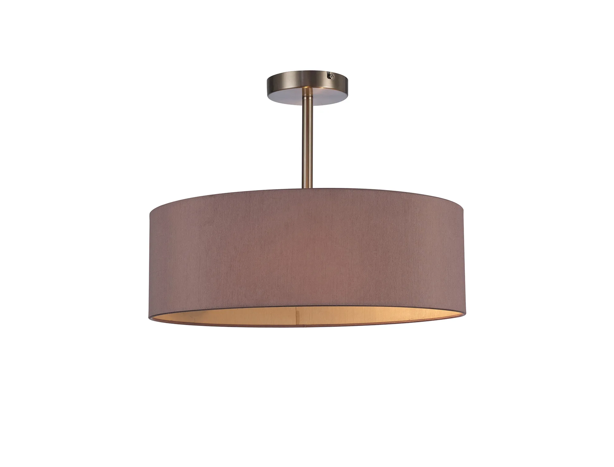 Baymont 45cm Semi Flush 3 Light Satin Nickel, Taupe/Halo Gold